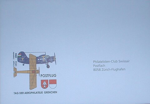 Ofizieller Brief für den Postflug.