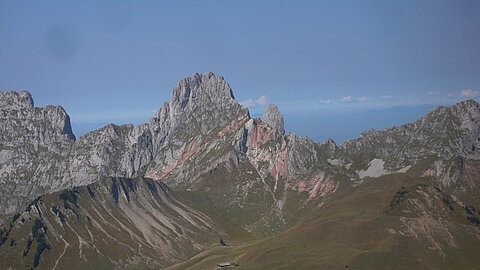 Farbige Felsformation an den Gastlosen.