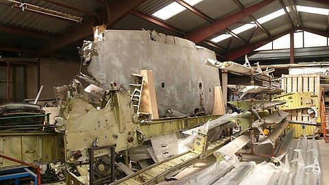 Diese Ju-88 wartet auf die Restauration.