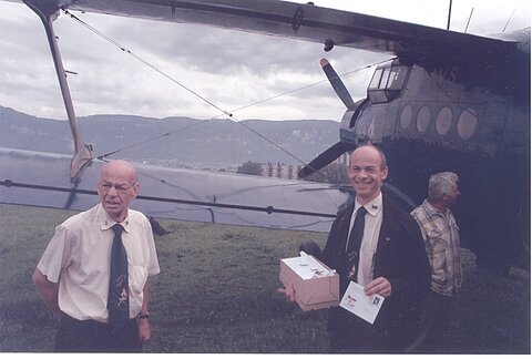 Die Piloten des Postfluges Grenchen-Solothurn.