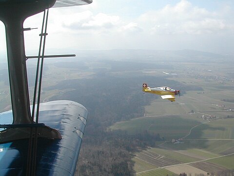 Ein Gast vor dem Anflug in Grenchen.