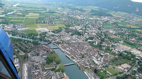 Die Stadt Solothurn aus Sicht des Copiloten.