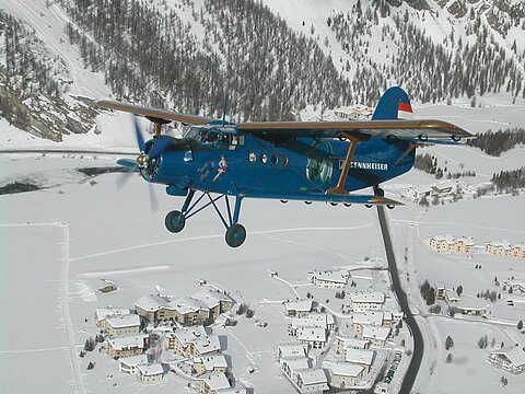 Nach dem Start in Samedan.