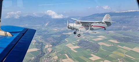 In einem schönen Licht bietet sich diese silbrige An-2.